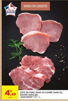 COTE DE PORC SANS OS (CARRÉ SANS OS, ÉCHINE SANS OS)