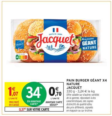 PAIN BURGER GÉANT X4 NATURE