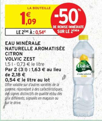 Eau Minérale Naturelle Aromatisée Citron Volvic Zest