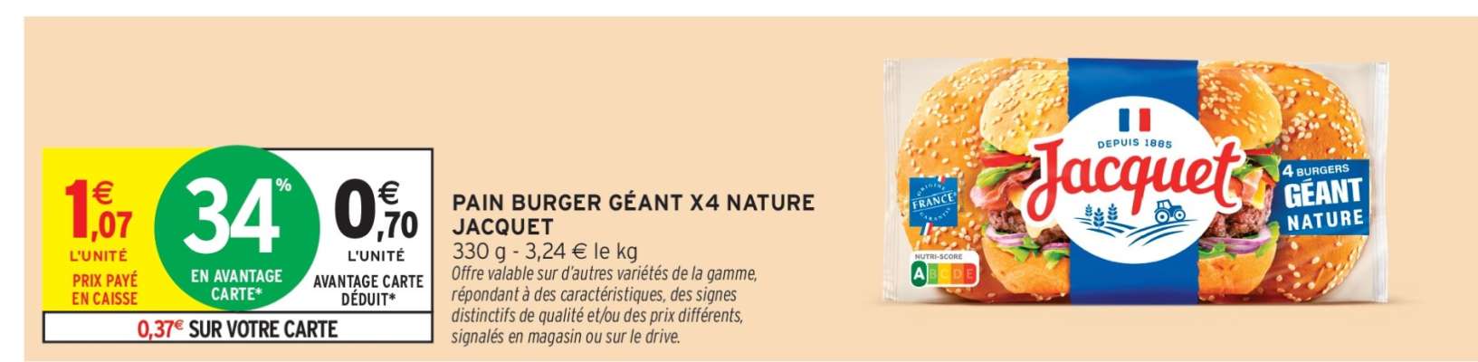 PAIN BURGER GÉANT X4 NATURE JACQUET