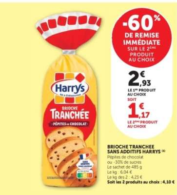 BRIOCHE TRANCHEE SANS ADDITIFS HARRYS