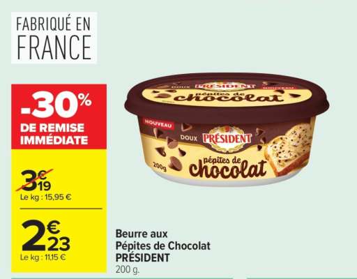 Beurre aux Pépites de Chocolat PRESIDENT