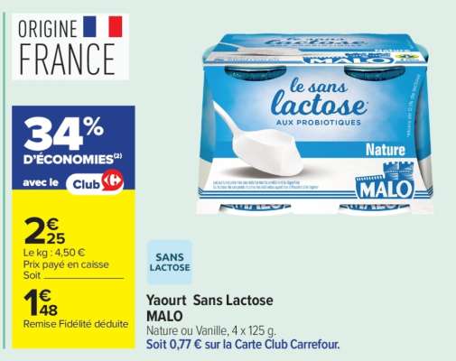 Yaourt Sans Lactose MALO