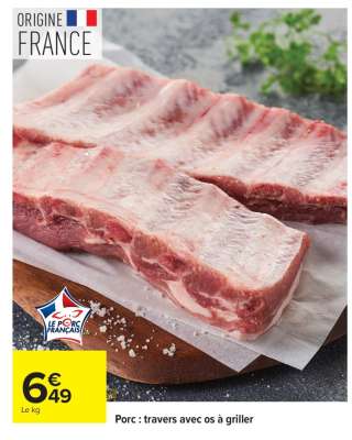 Porc : travers avec os à griller