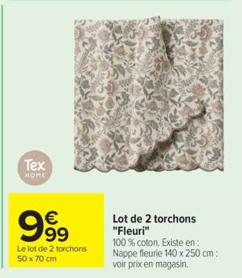 Lot de 2 torchons "Fleuri"