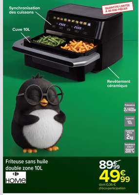 Friteuse sans huile double zone 10L