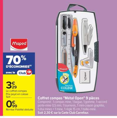 Coffret compas "Métal Open" 9 pièces