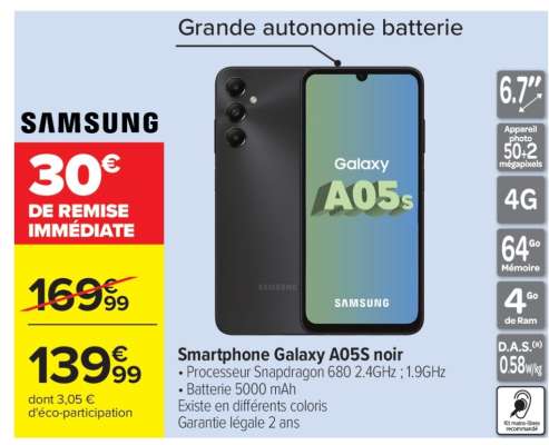 SMARTPHONE GALAXY A05S NOIR