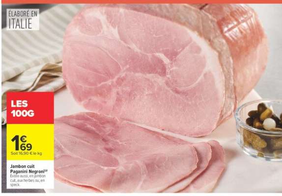 Jambon cuit Paganini NEGRONI
