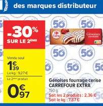 Génoises fourrage cerise CARREFOUR EXTRA
