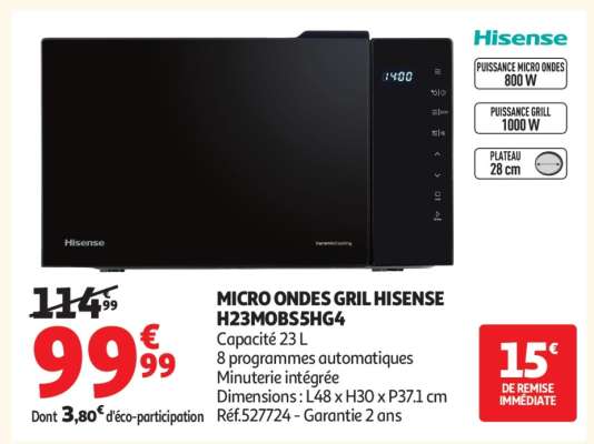 MICRO ONDES GRIL HISENSE H23MOB5SHG4