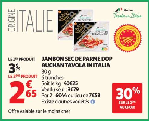 JAMBON SEC DE PARME DOP AUCHAN TAVOLA IN ITALIA