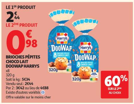 BRIOCHES PÉPITES CHOCO LAIT DOOWAP HARRYS