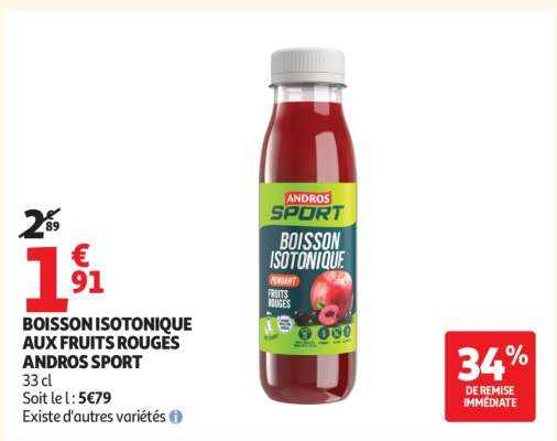 BOISSON ISOTONIQUE AUX FRUITS ROUGES ANDROS SPORT