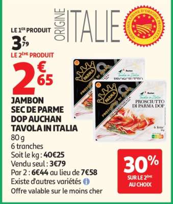 JAMBON SEC DE PARME DOP AUCHAN TAVOLA IN ITALIA