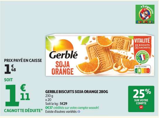GERBLE BISCUITS SOJA ORANGE 280G
