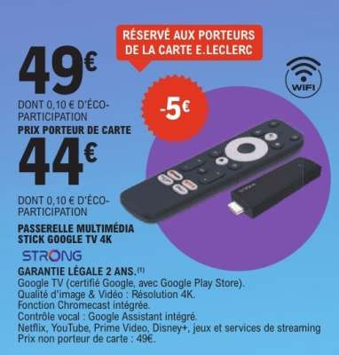 PASSERELLE MULTIMÉDIA STICK GOOGLE TV 4K