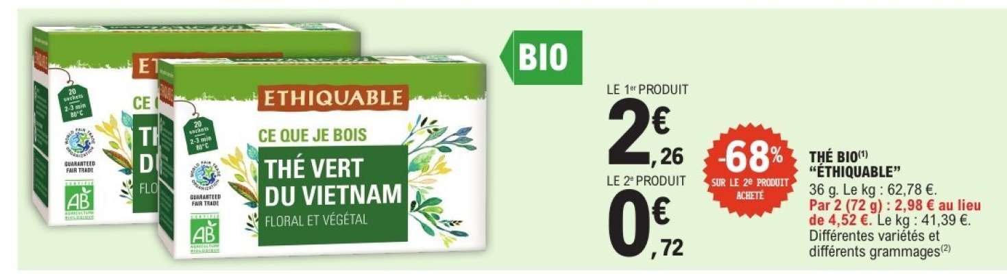 THÉ BIO "ETHIQUABLE"