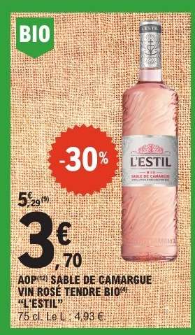 AOP SABLE DE CAMARGUE VIN ROSÉ TENDRE BIO "L'ESTIL"