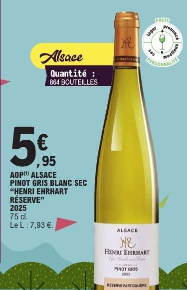 AOP ALSACE PINOT GRIS BLANC SEC 'HENRI EHRHART RÉSERVE' 2025