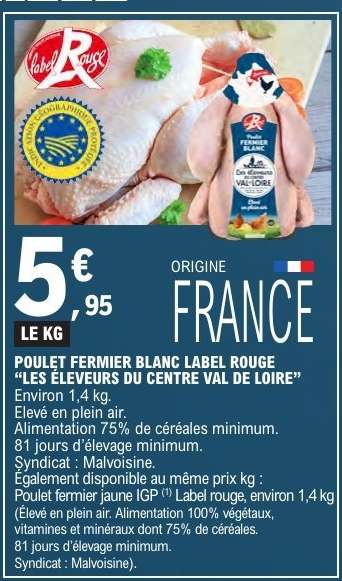 POULET FERMIER BLANC LABEL ROUGE "LES ÉLEVEURS DU CENTRE VAL DE LOIRE"
