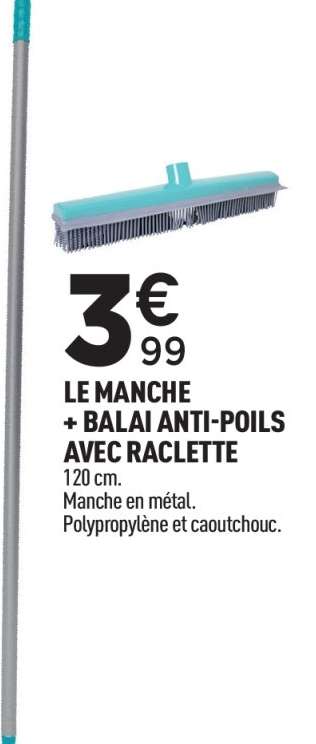 LE MANCHE + BALAI ANTI-POILS AVEC RACLETTE