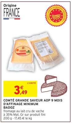 COMTÉ GRANDE SAVEUR AOP 9 MOIS D'AFFINAGE MINIMUM BADOZ
