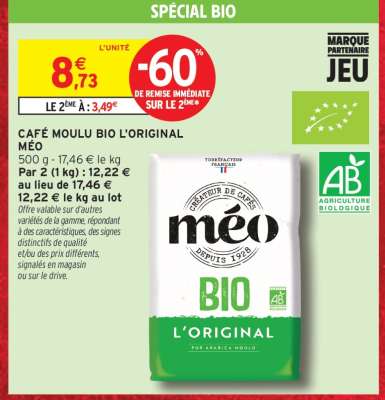 CAFÉ MOULU BIO L'ORIGINAL MÉO