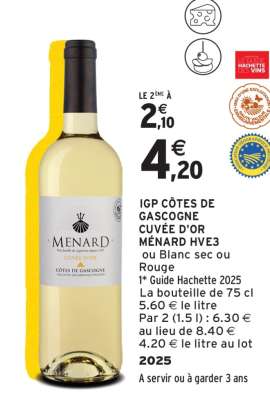 IGP CÔTES DE GASCOGNE CUVÉE D'OR MÉNARD HVE3