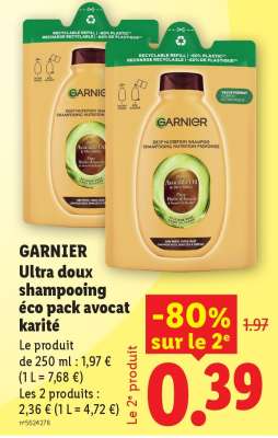 GARNIER Ultra doux shampooing éco pack avocat karité