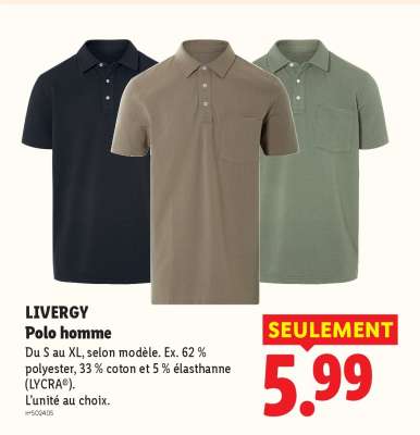 LIVERGY Polo homme