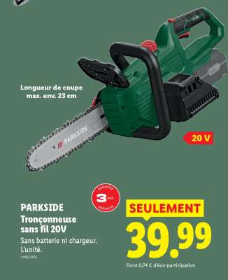 PARKSIDE Tronçonneuse sans fil 20V