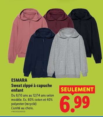 ESMARA Sweat zippé à capuche enfant