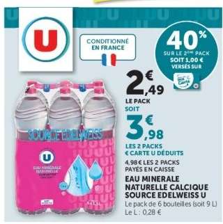 Eau Minérale Naturelle Calcique Source Edelweiss U