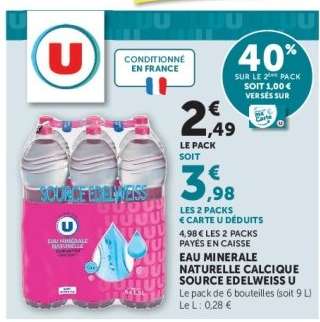 Eau Minérale Naturelle Calcique Source Edelweiss U