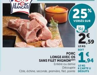 Porc Longe avec Os sans Filet Mignon