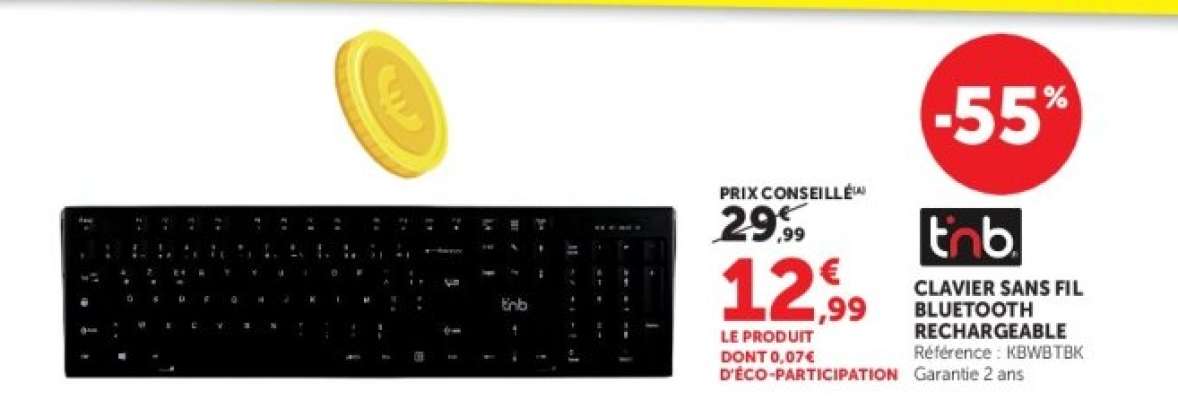 Clavier sans fil Bluetooth rechargeable
