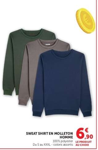SWEAT SHIRT EN MOLLETON HOMME