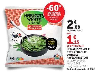 LE HARICOT VERT EXTRA FIN CUIT SURGELE PAYSAN BRETON
