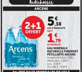 Eau Minérale Naturelle Finement Pétillante Arcens