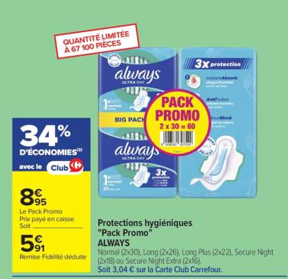 Protections hygiéniques «Pack Promo» ALWAYS