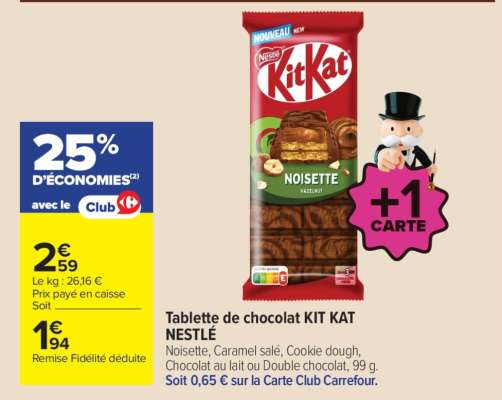 Tablette de chocolat KIT KAT NESTLÉ