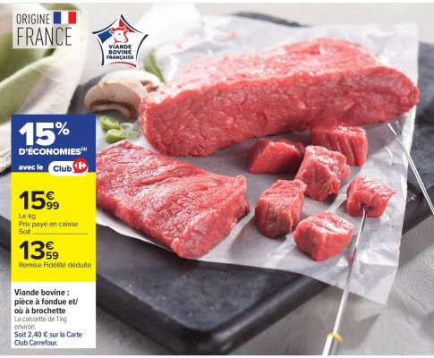 Viande bovine : pièce à fondue et/ou à brochette