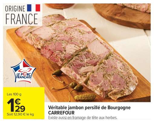 Véritable Jambon Persillé de Bourgogne CARREFOUR