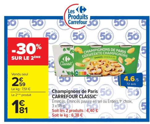 Champignons de Paris CARREFOUR CLASSIC'