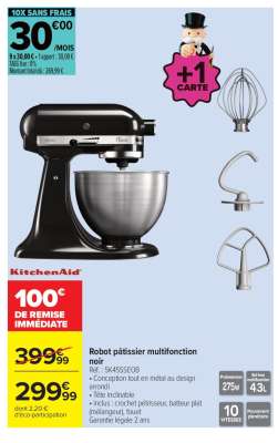 Robot pâtissier multifonction noir