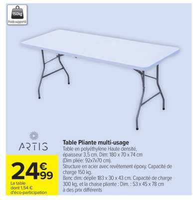 Table Pliante multi-usage