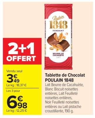 Tablette de chocolat POULAIN 1848