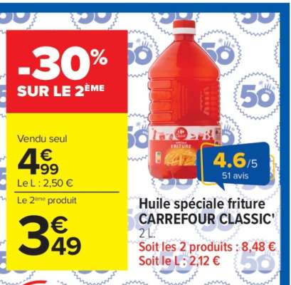 Huile spéciale friture CARREFOUR CLASSIC'