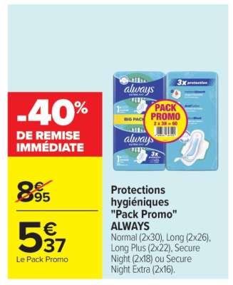 Protections hygiéniques «Pack Promo» ALWAYS